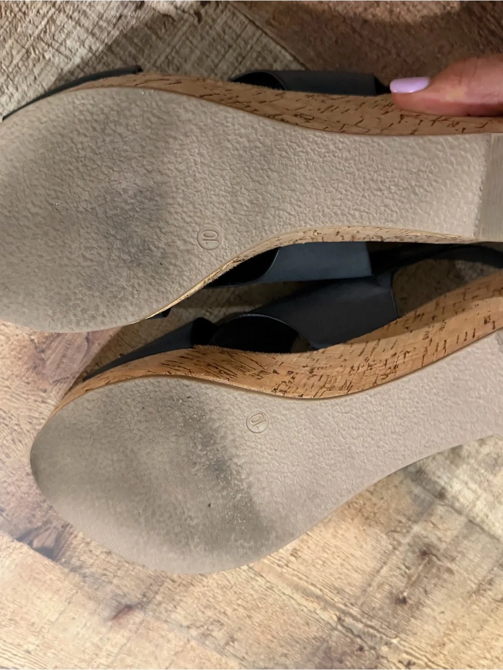 XAppeal Women's Black Cork Slingback Wedge Sandals Size 10 Medium